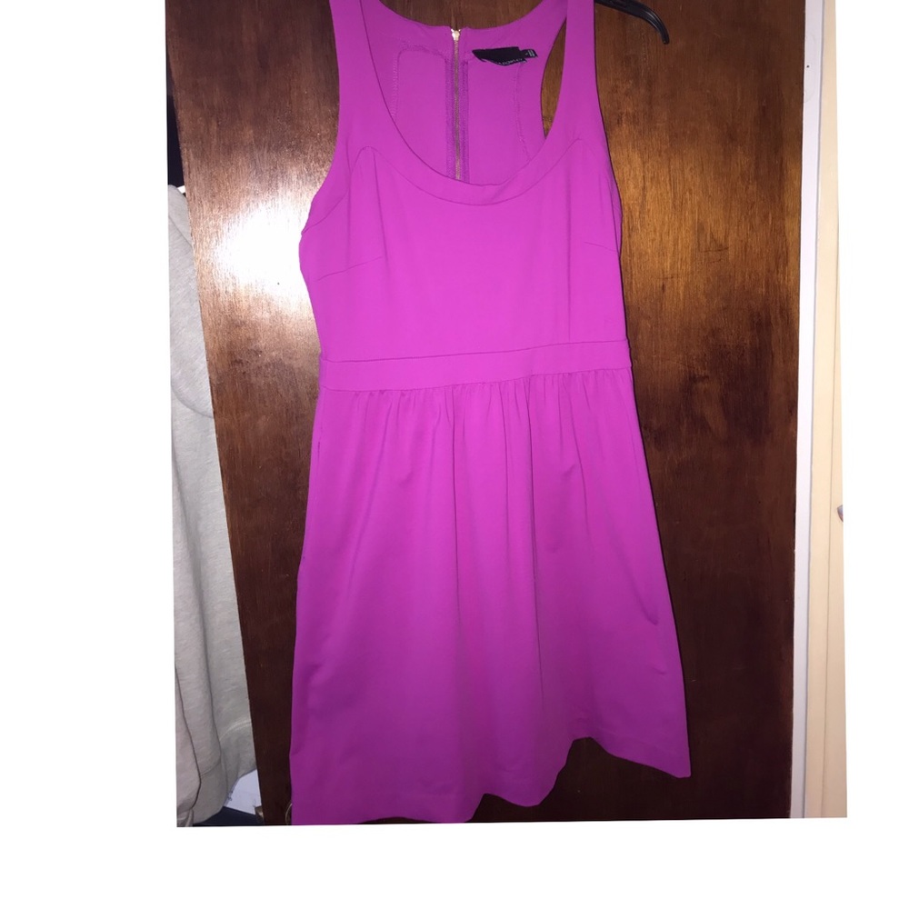 Fuscia Dress! Spandex/Nylon, zippered back.